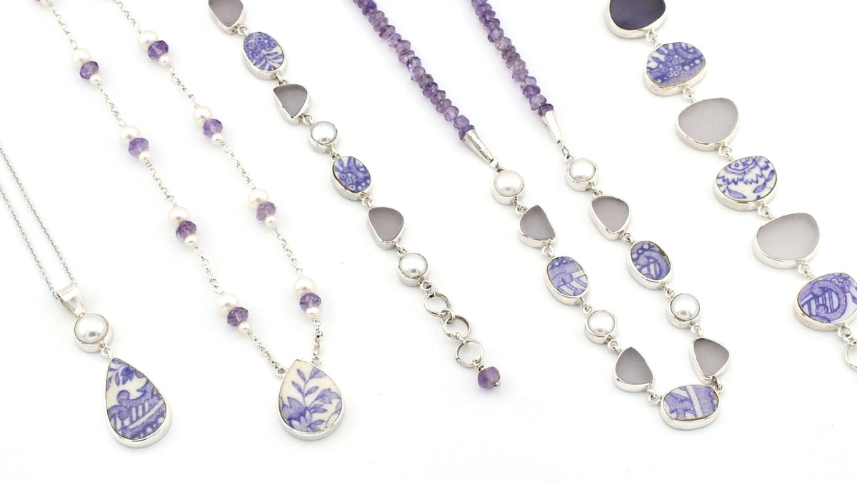 Vintage Porcelain and Sea Glass Jewelry