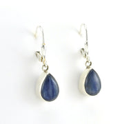 Side View Sterling Silver Kyanite 8x12mm Tear Dangle Earrings