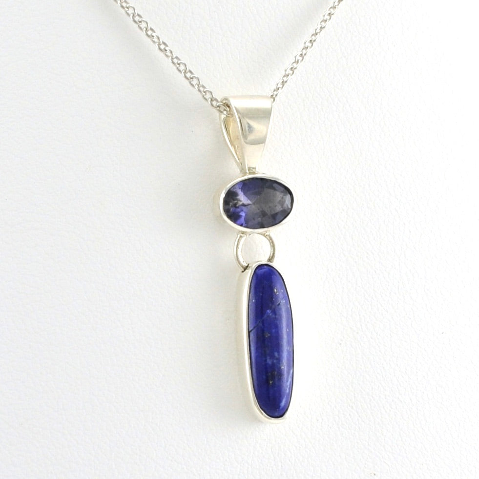 Alt View Sterling Silver Iolite Lapis Necklace