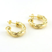 Alt View 18k Gold Fill Twisted Half Hoop Earrings
