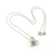 Sterling Silver Amethyst Heart within Heart Necklace