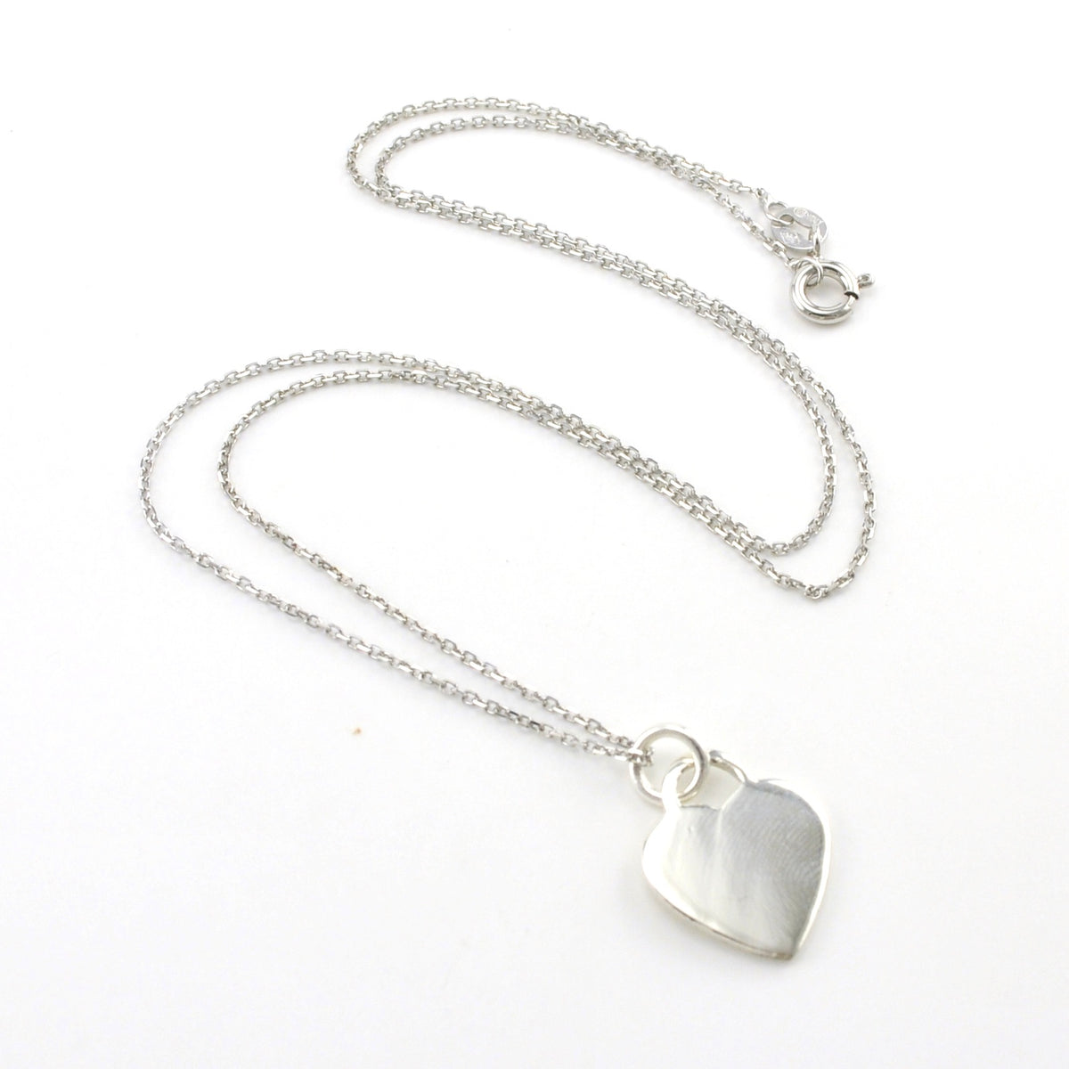 Sterling Silver Heart Tag 15mm Necklace