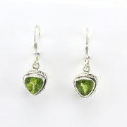 Alt View Sterling Silver Peridot 7mm Trillion Bali Dangle Earrings