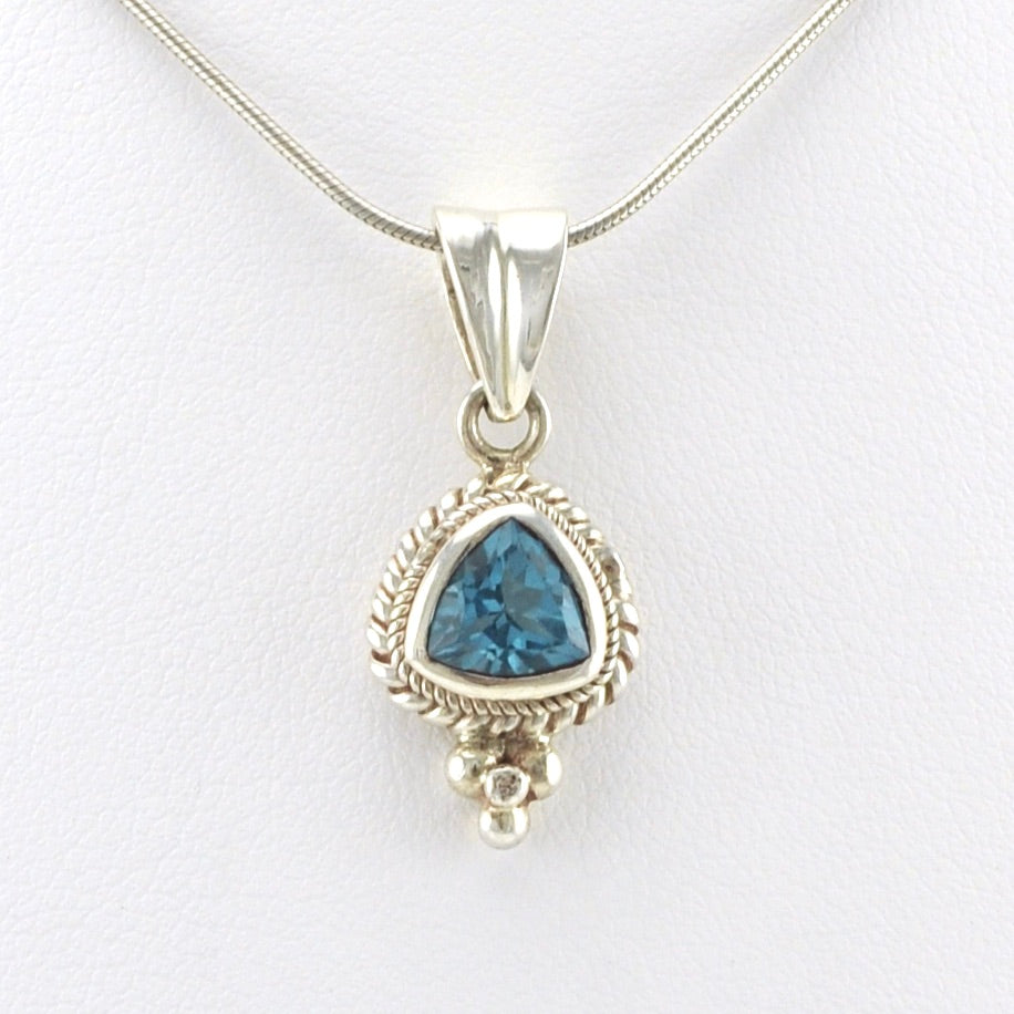 Alt View Sterling Silver Blue Topaz 8mm Trillion Pendant