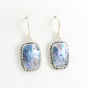 Alt View Sterling Silver Roman Glass Rectangle Dangle Earrings