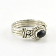 Alt View Sterling Silver Black Star Diopside 4x6mm Oval Ring