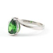 Side View Silver Created Emerald 2ct Tear Ring