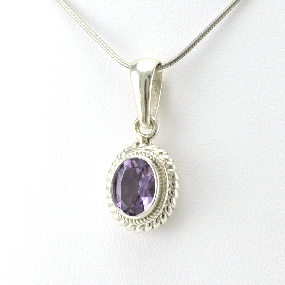 Sterling Silver Amethyst 7x9mm Oval Pendant