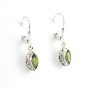 Alternate View Silver Peridot 4x8mm Marquise Bali Dangle Earrings