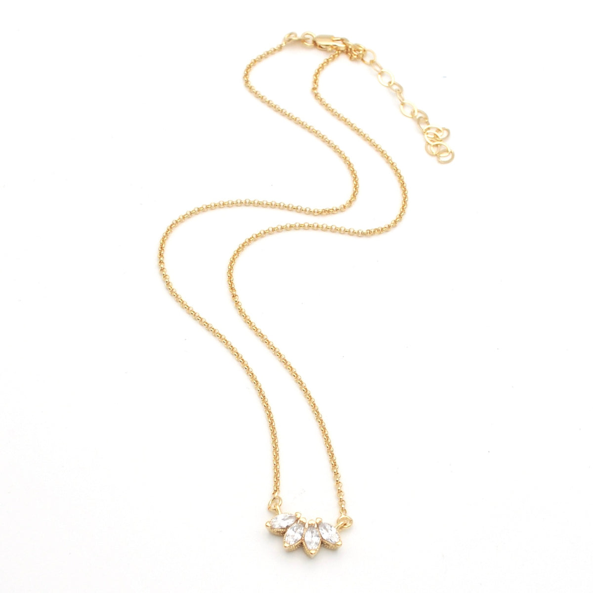 18k Gold Fill Cubic Zirconia Lotus Necklace