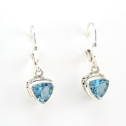 Alternate View ilver Blue Topaz 7mm Trillion Bali Dangle Earrings