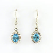 Alt View Sterling Silver Blue Topaz 6x8mm Oval Dangle Earrings