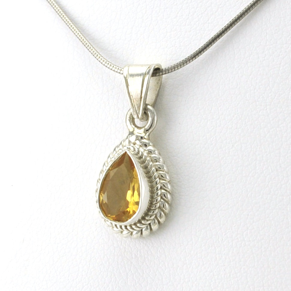 Sterling Silver Citrine 7x9mm Tear Pendant