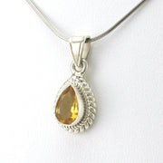 Sterling Silver Citrine 7x9mm Tear Pendant