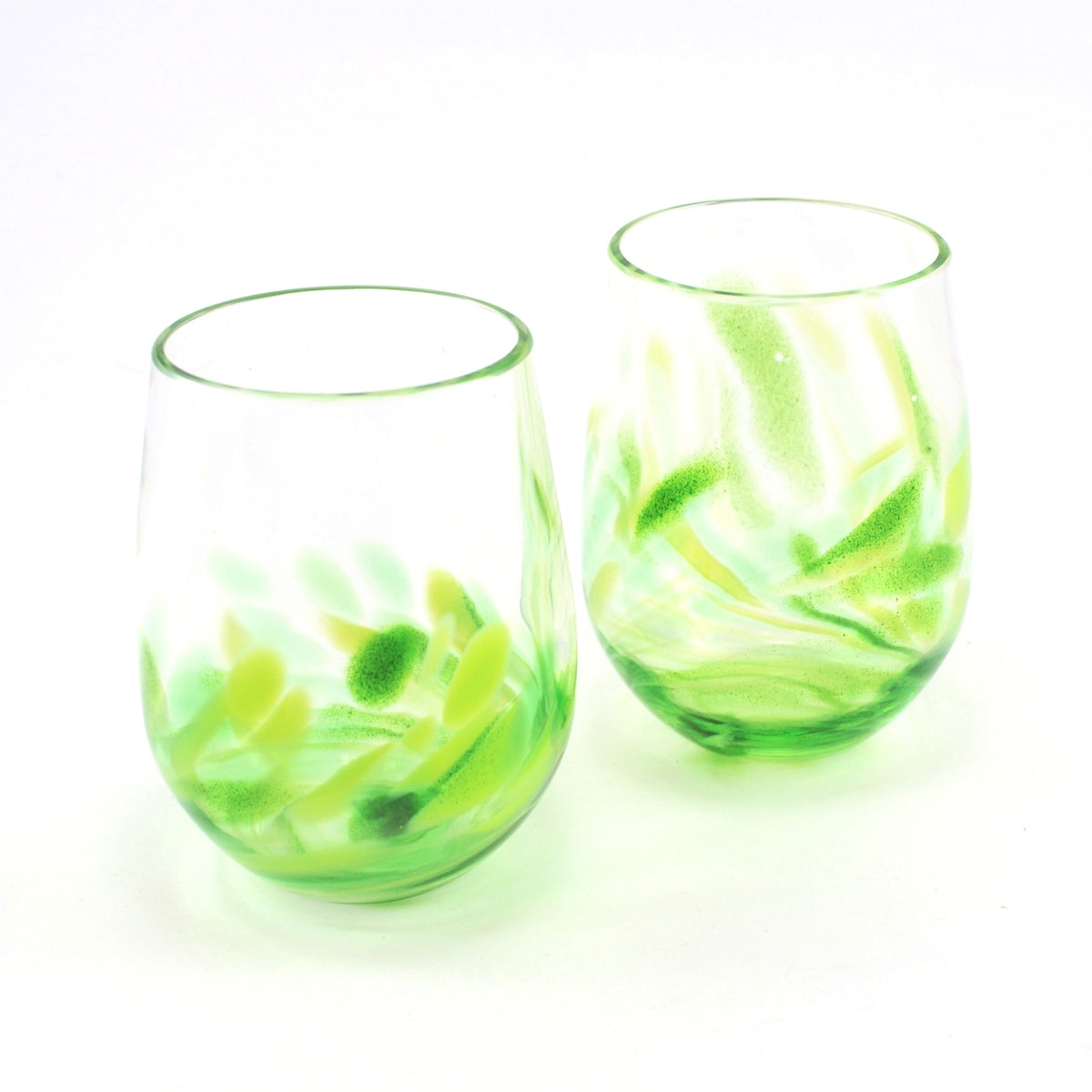Vino Breve Green Stemless Wine Glasses
