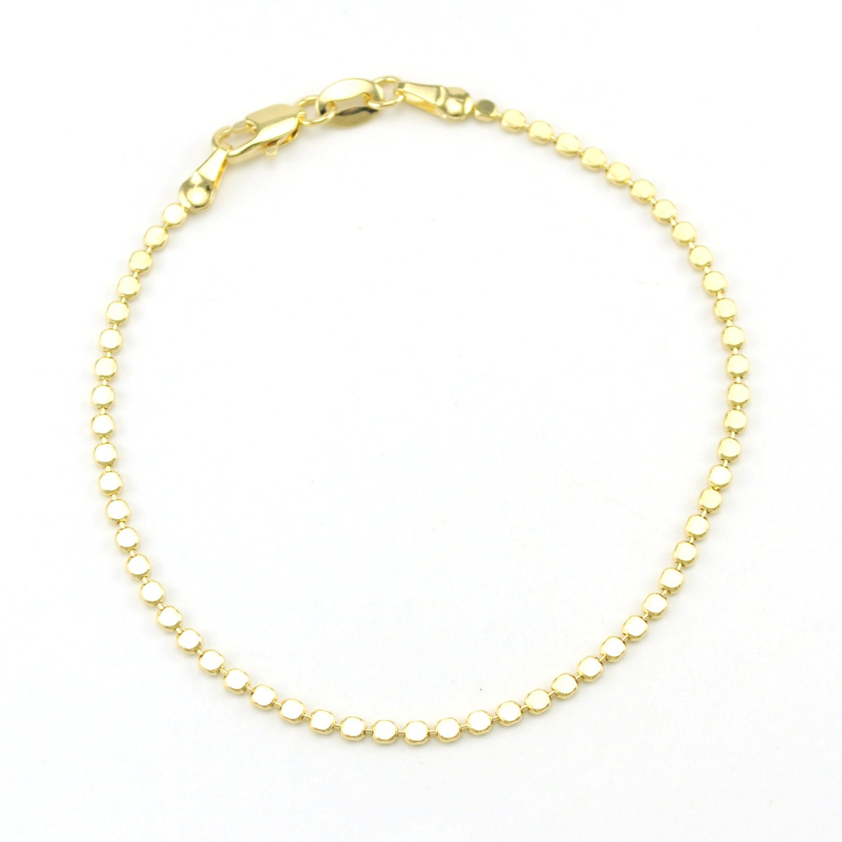 18k Gold Fill 2mm Flat Ball Bracelet