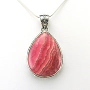 Alt View Sterling Silver Rhodochrosite 24x32mm Tear Bali Pendant