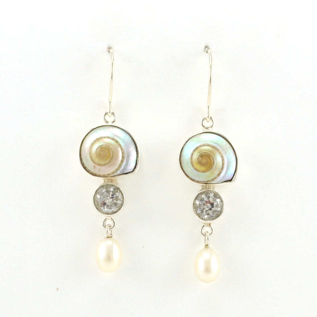 Alt View Sterling Silver Malabar Shell White Topaz Earrings