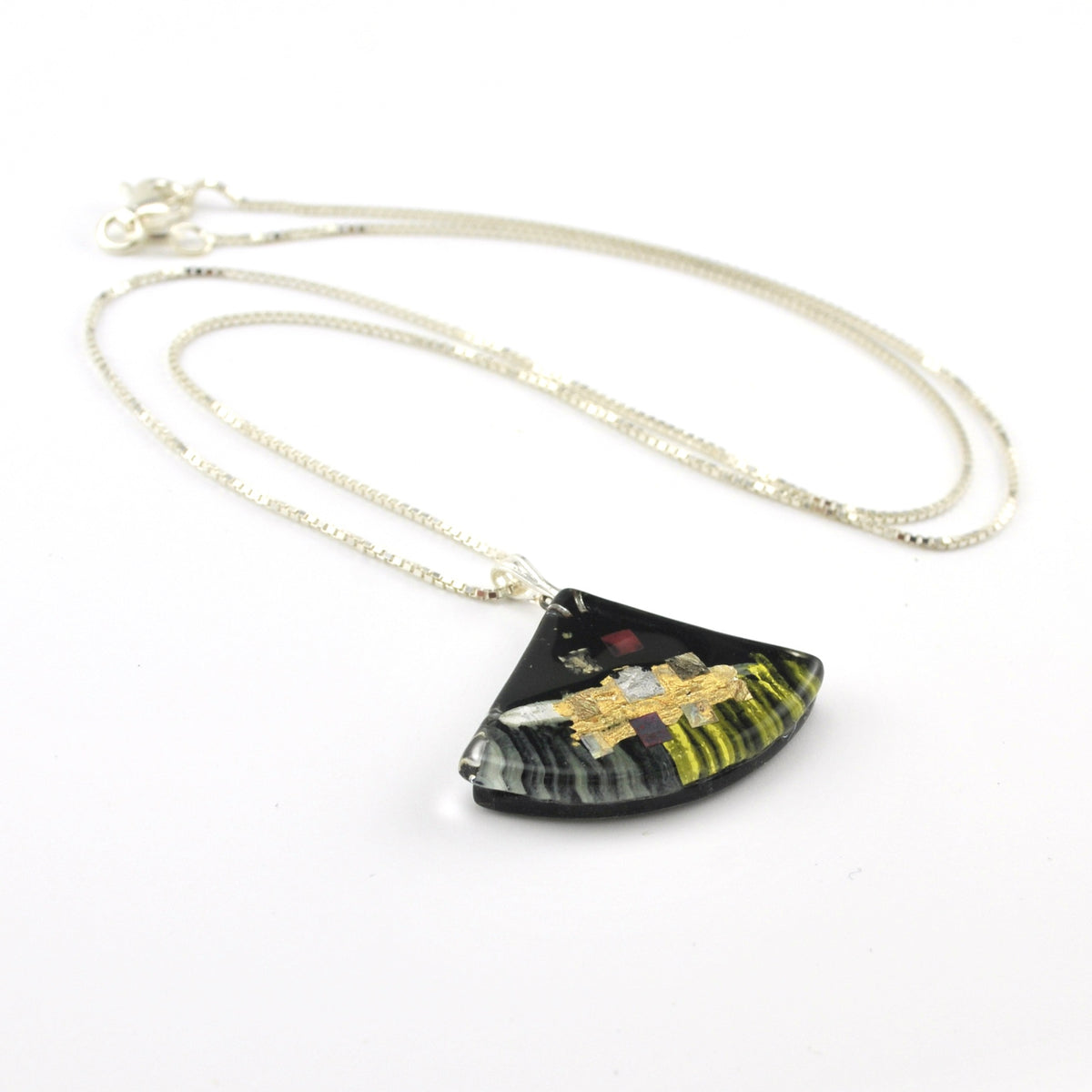 Alt View Glass Black Golden Phase Fan Necklace