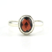Alt View Sterling Silver Garnet 6x8mm Oval Bali Ring