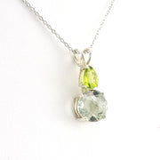 Alt View Sterling Silver Prasiolite with Peridot Necklace