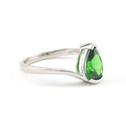 Side View Silver Created Emerald 2ct Tear Ring