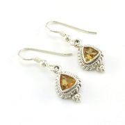 Sterling Silver Citrine 7mm Trillion Dangle Earrings