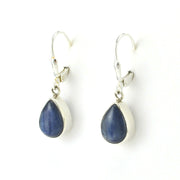 Side View Sterling Silver Kyanite 8x12mm Tear Dangle Earrings