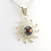 Alt View Sterling Silver Grey Pearl Sun Pendant