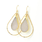 Alt View 14k Gold Fill Druzy Agate Hammered Tear Earrings