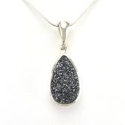Alt View Sterling Silver Charcoal Druzy Agate Tear Pendant