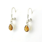 Sterling Silver Citrine 5x7mm Tear Dangle Earrings