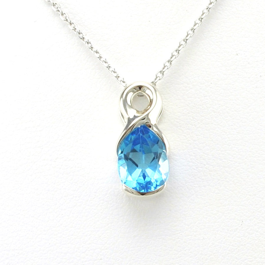 Alt View Sterling Silver Blue Topaz 7x9mm Tear Twist Necklace