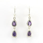 Alt View Sterling Silver Amethyst 2 Tear Bali Dangle Earrings