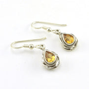 Sterling Silver Citrine 5x7mm Twist Teardrop Earrings