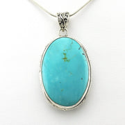 Alternate View Silver Arizona Turquoise 22x34mm Oval Bali Pendant