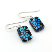 Glass Dimensional Teal Earrings
