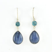 Alt View Sterling Silver Blue Topaz Kyanite Dangle Earrings