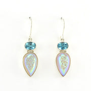 Alt View Sterling Silver Blue Topaz Druzy Agate Earrings