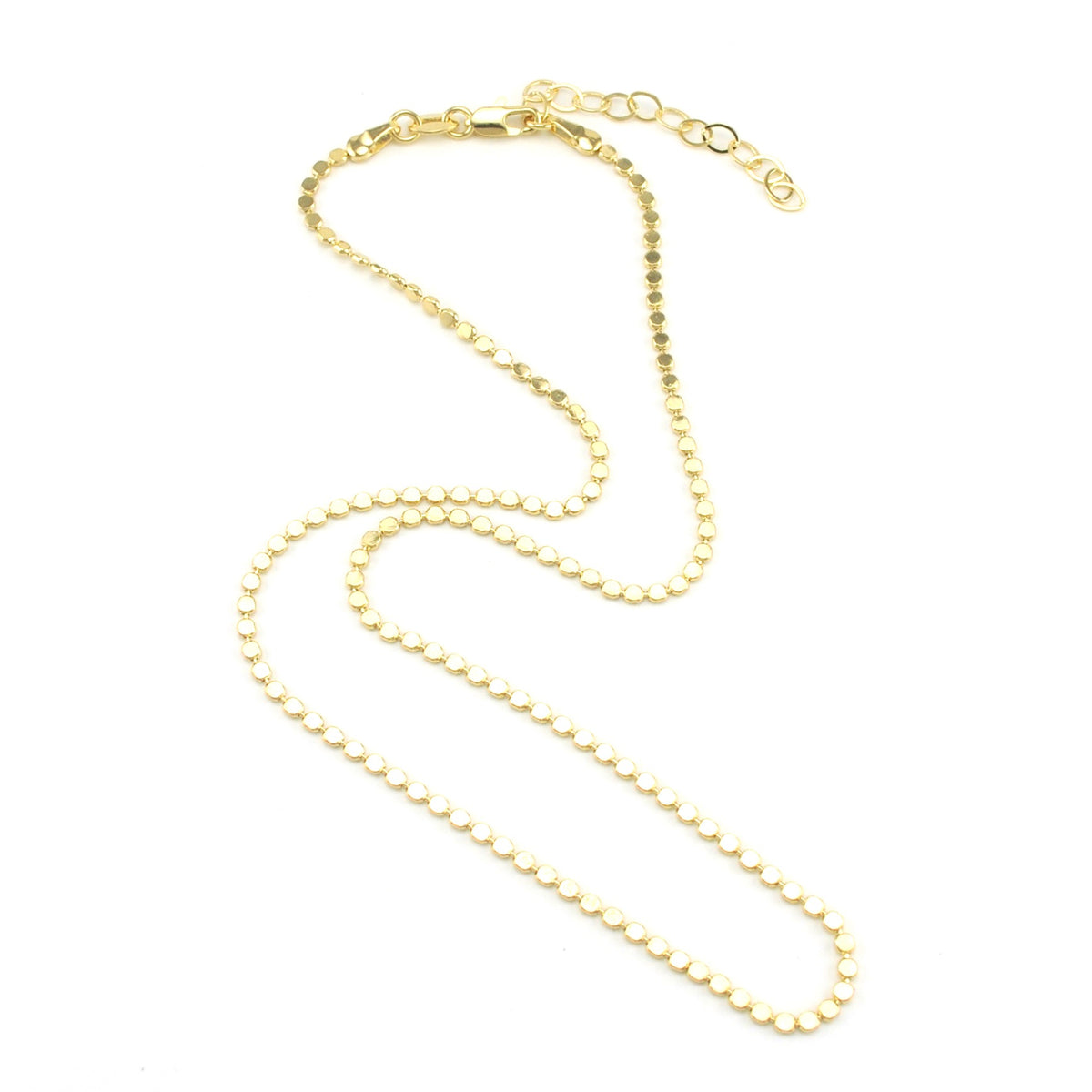 18k Gold Fill 16 Inch Flat Ball 2mm Chain with Extender