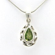 Alt View Sterling Silver Peridot 6x9mm Tear Pendant