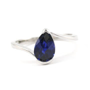 Silver Created Sapphire 1.8ct Tear Ring