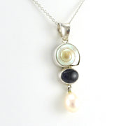 Alt View Sterling Silver Malabar Shell Iolite Pearl Necklace