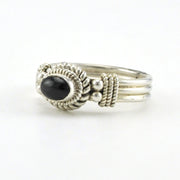 Side View Sterling Silver Black Star Diopside 4x6mm Oval Ring