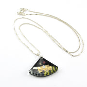 Glass Black Golden Phase Fan Necklace