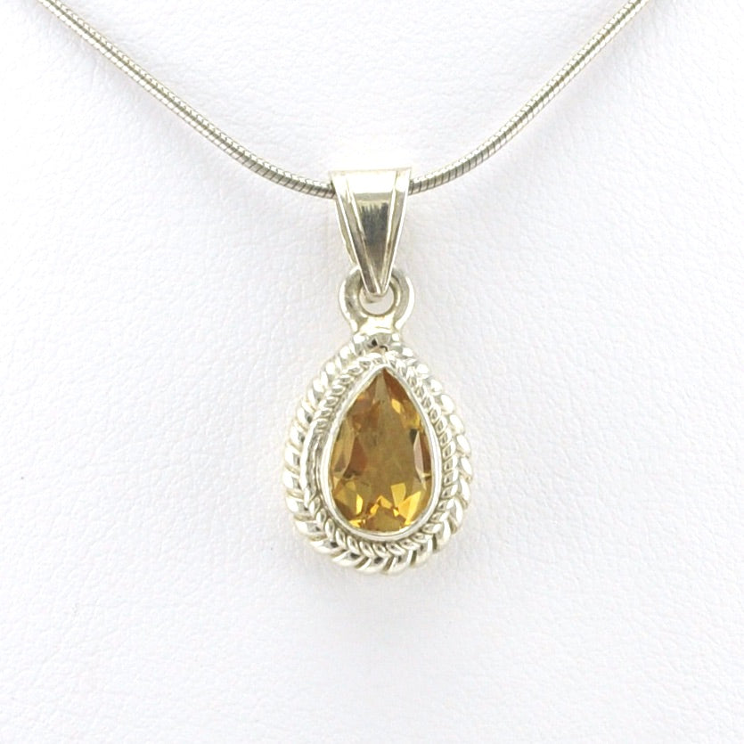 Alt View Sterling Silver Citrine 7x9mm Tear Pendant