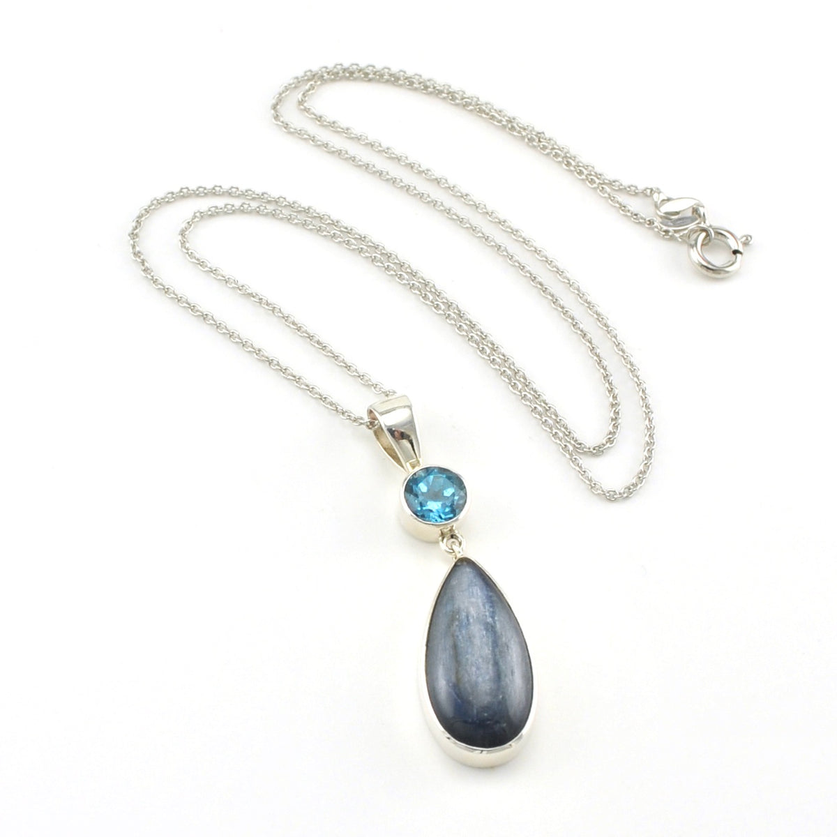 Sterling Silver Blue Topaz Kyanite Necklace