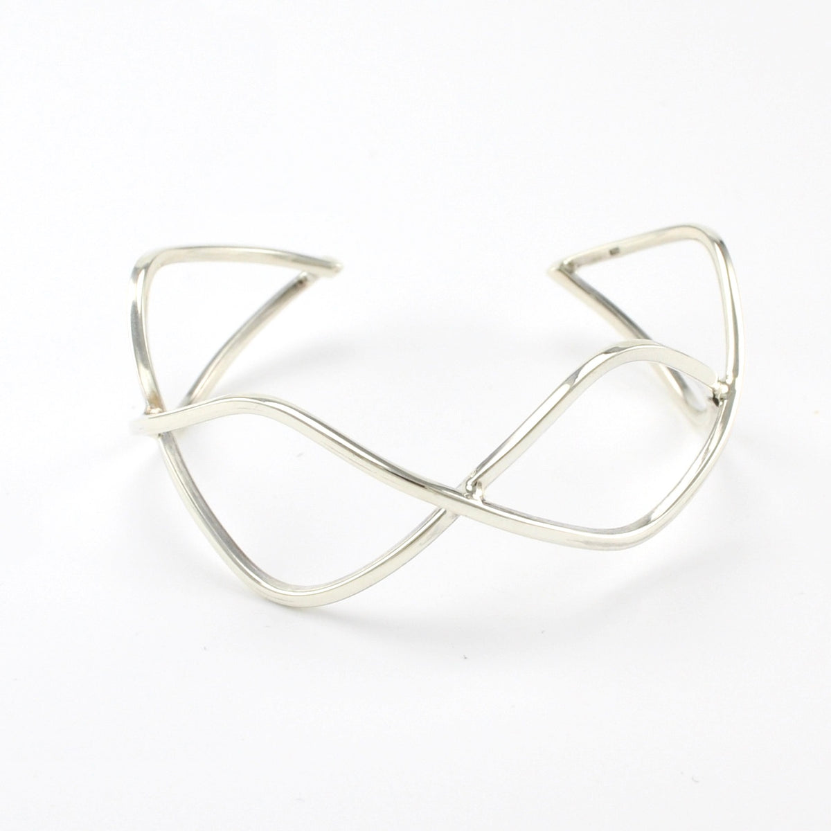 Sterling Silver Wide Intertwined Cuff Bracelet