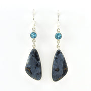 Alt View Sterling Silver Pietersite with Topaz Dangle Earrings