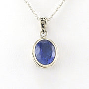 Alt Veiw Sterling Silver Tanzanite 9x11mm Oval Bali Necklace